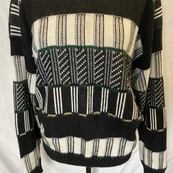 Vintage Poplar Knits Women's Abstract Striped Knit Sweater Medium Made in USA - Picture 3 of 12